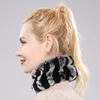 レックス・ウサギの毛皮のリングスカーフ暖かいソフト女性純正ヘッドバンドスカーフ手作りニットスカーフ
