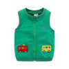 Mudkingdom Girl Boy Vest Jacket Cartoon Car Zip Up Sleeveless Jackets for Kids Spring Outerwear Cute Children Clothes Autumn 211203