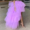 Lavender High Low Tulle Skirts Street Custom Made Long Tiered Women To Party Female Maxi 210619