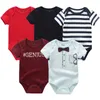 5Pcs High Quality Infant Jumpsuit clothes Short sleeves Boys' Clothing Set Newborn bodysuits Summer Body Baby girls 210309
