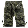 Men's Summer Casual Loose Camouflage Cargo Shorts Men Multi-Pocket 100% Cotton Street Military Knee-Length Beach Shorts 210622