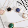 Pendant Necklaces 15mm Round Lapis Lazuli Pearl Malachite Rose Natural Stone Quartz Gold Chain Geometric Accessories Jewelry