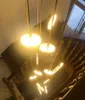 Modern Staircase Long Chandelier Lamp Luxury Villa Marble Crystal Hanging Living Room Decoration Stone Led Light Fixtures