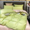 Beddengoed sets pure kleur gewassen zijden dekbedoverdekje huidvriendelijke moderne dubbelzijdige zomerset met kussensloopplaat eenvoudig bed