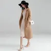 Office Lady Loxe Womens Long Coats Outwear 겨울 싱글 브레스트 모직 블렌드 코트와 재킷 턴 다운 칼라 숙녀 코트 201103