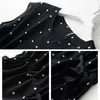 Dopasowany garnitur polka dot Szyfonowa koszula i spodnie Dwuczęściowy duży rozmiar Lato koreańska moda szerokokrajt spodnie światła Top garnitur 210709