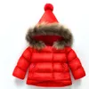 Jas katoen warme meisjes jas voor babymeisjes winter bont kap kinderen bovenkleding kinderen kleding peuter meisje jassen