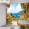 Modern väggmålning 3d tapet Vacker blomma hus med romantisk havsutsikt vardagsrum sovrum kök hem dekor målning bakgrundsbilder