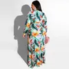 Vrouwen casual jurken plus size maxi jurken elegant sexy club herfst kleding lange mouw Deep-v nek split mantel kolom verband strandkleding strandkleding