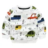 Barn pojkar hoodies mode våren höst o-nacke långärmad full tryck buss pullover casual sweatshirts för pojkar 2-10 år 210701