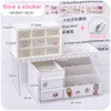 WG 3pcs Set Ins Kawaii Deskpot Organizer Makeup Storage Box 3 Shelf Container Drawer Cabinet Rack Invia Sticker Home Decor 210330