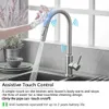 Kitchen Faucets Smart Sensor Pull-Out and Cold Water Switch Mixer Tap Smart Touch Spray Tap Kitchen Convenient Sink Faucets 210724