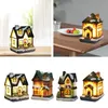 Obiekty dekoracyjne Figurki Śnieżne Domy Z Kolorowe Miga LED Light Christmas Decoration Dekoracje Dla Dzieci Kids Gift Resin Scene Village