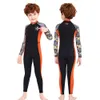 Children's Swimsuit Boys One-piece Long-sleeved Sunscreen Swimwear Students Swimming Training Snorkeling Surfing Suit