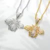 Nouvelle mode CZl Zircon Hip Hop mignon abeille pendentif collier plaqué or chaîne ras du cou Gnat miel Animal bijoux pour femmes hommes punk fête cadeau