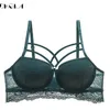 Classic Black Sexy Bra Push Up Brassiere Lace Bandage Embroidery Lingerie Women Thick Gather Underwear Cotton Bras A B C Cup 210623