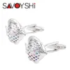 Savoyshi Silver Färgfisk för Mens Fransk skjorta Slips Bottnar Högkvalitativ Crystal Manschettknappar Mode Märke Män Smycken