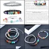 Fios Bracelets J￳ias Pedras naturais e chakra de cristal Hematita Cura Ncing Lava Rock Difusor Declara￧￣o Bracelet Set para mulheres (3pcs a