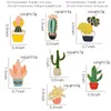 Spilli, spille carino accessorio set cartone animato pianta smalto perno colorato cactus clorofono clorofito distintivi in ​​vaso jeans risvolto gioielli ingrosso