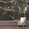Custom 3D Wallpaper Luxury Abstract Lines Geometric Golden Leaf Mural Living Room Sofa TV Background Home Decor paper Waterproof