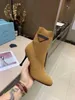 2021 bottes à talons aiguilles pour femmes tête ronde style designer tricoté mode supérieure polyvalent taille 34-41