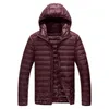 Pure Color High-End Warm Fashion for Men Feather Hooded Down Jacket Winter Boutique Male Coat Thin Light Overcoat G1108