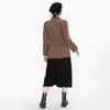Женские костюмы Blazers Женщины Коричневый пояс Pocket Pocket Большой Размер Отворота С Длинным Рукавом Свободная подходящая Куртка Мода Прилив Весна Осень 2021 Blazer