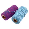 Klädgarn 2st 100 m Pure Cotton Twisted Cord Rope Crafts Macrame Artisan String Baker Twine Multicolor Linen Home Textiles