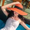 K60 Summer Beach Big Brim Straw Seaside Hat Travel Mujer Panamá Protección Sombrero de fieltro UPF 50+ Visera solar