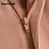 Aachoae Neue Frauen Mode 2021 Einfarbig Gerade Hosen Chic Büro Tragen Damen Hosen Zipper Fly Lange Böden Mujer Hosen q0801