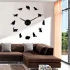 Chats sans cadre Silhouette Art Montre Chatons 3D DIY Horloge murale Ludique Chat Forme Big Aiguilles Fille Chambre Kit Décoration 210310