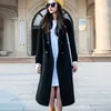 100% Wool Coat Women Double Breasted High Street 3 Colors Turn-down Collar Female Outwear Black Long Coats Clothing 210625