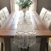 Macrame tabel runner met kwasten bohemian geweven bruiloft decoratie handgemaakte home decor 210628