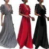 Casual Kleider Sommer Vintage Maxi Rüschen Kleid Für Frauen 2021 Prom Abend Party Femme Elegante Sexy V-ausschnitt Robe Schmetterling ärmeln