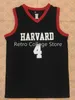 # 4 Jeremy Lin Harvard University College Basketball Jersey Bordado preto costurado personalizado qualquer número e nome Jerseys