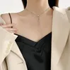 Chain style tassel necklace female elegant intellectual beauty adjustable 925 sterling silver clavicle chain Q0531