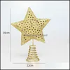 Juldekorationer Festligt partiförsörjning Hem Garden Träd Topper Iron Star för Xmas Tree Ornaments Top Navidad Noel Kerst Natal s Yea