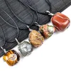 Irregular Natural Tumbled Stones Pendant Alloy wire Winding Jasper Tiger Eye Labradorite Healing Crystal Gem DIY Necklace