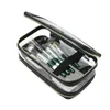 تخصيص جلد طبيعي السفر حقيبة مستحضرات التجميل الأزياء للماء أدوات الزينة ماكياج التخزين واضح PVC 211028