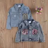 FocusNorm 1-6Y мода младенческая детская девочка джинсовая куртка леопард / секвенированная печать с длинным рукавом одиночные голубые слои 2 стиль 211204