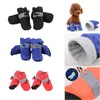 4 pièces/ensemble anti-dérapant imperméable hiver chien chaussures pluie neige bottes chaussures épais chaud pour petits chats chiens chiot chien chaussettes chaussons