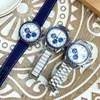 Luxe herenhorloges 42mm fijne stalen behuizing ingebouwd geïmporteerd VK-timingkwartz bewegingshorloge met blauwe zirkonia [zro2] lichtgevend