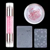 Nail Art Kits Acrylic Color Diamond Template Seal Set Transfer Pen Diy Decor Double-headed Silicone Stampe Tool