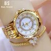 BS Relogio Femininoの女性の高級ブランドウォッチエレガントな銀製の女性が腕時計ダイヤモンドレディース腕時計Reloj Mujer 210527