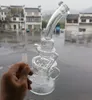 Clear Glass Bong Fab Egg Tubi d'acqua Fontana Perc Dab Rig Bong Glass Recycler Oil Rig 14.5MM Giunto