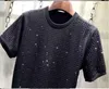 T-shirts voor heren 2022 Zomer Nieuwe diamanten applique ronde nek zwart losse korte mouw luxueuze glitters hiphop connector stijl clother top m-5xl