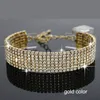 Bracelet de luxe multicouche en strass cristal pour femmes, bracelet de mariée en argent 925 plaqué or, bijoux à la mode, cadeaux de fête 1290542