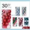 Feestelijke feestartikelen Home Gardenyl 6cm 30 stks Gemengde Boomdecoratie Bal Kerst Ornamenten Hangers Kerstballen Plastic Vakantie Decorat