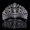 Grote Europese bruid bruiloft tiara kronen verzilverde Oostenrijkse kristal grote koningin tiara bruiloft haaraccessoires T-002 210203