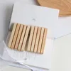 200pcs Handmade wood soap holder pine tray bathroom soaps dishes with groove multi functional kitchen storage tool